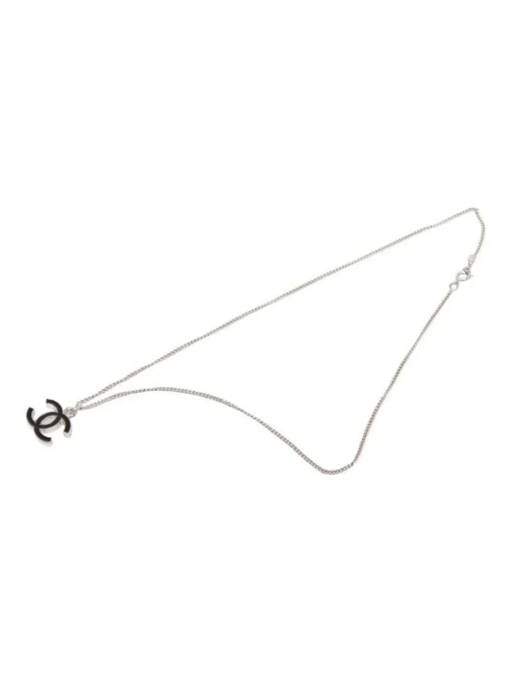 Chanel CC Logo Necklace Silver and Black Metal - Picture 4 of 6